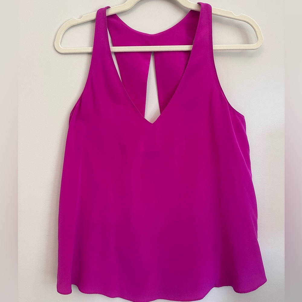 Rory Beca Womens Magenta V-Neck Sleeveless Silk Tank Size S Vacation Career